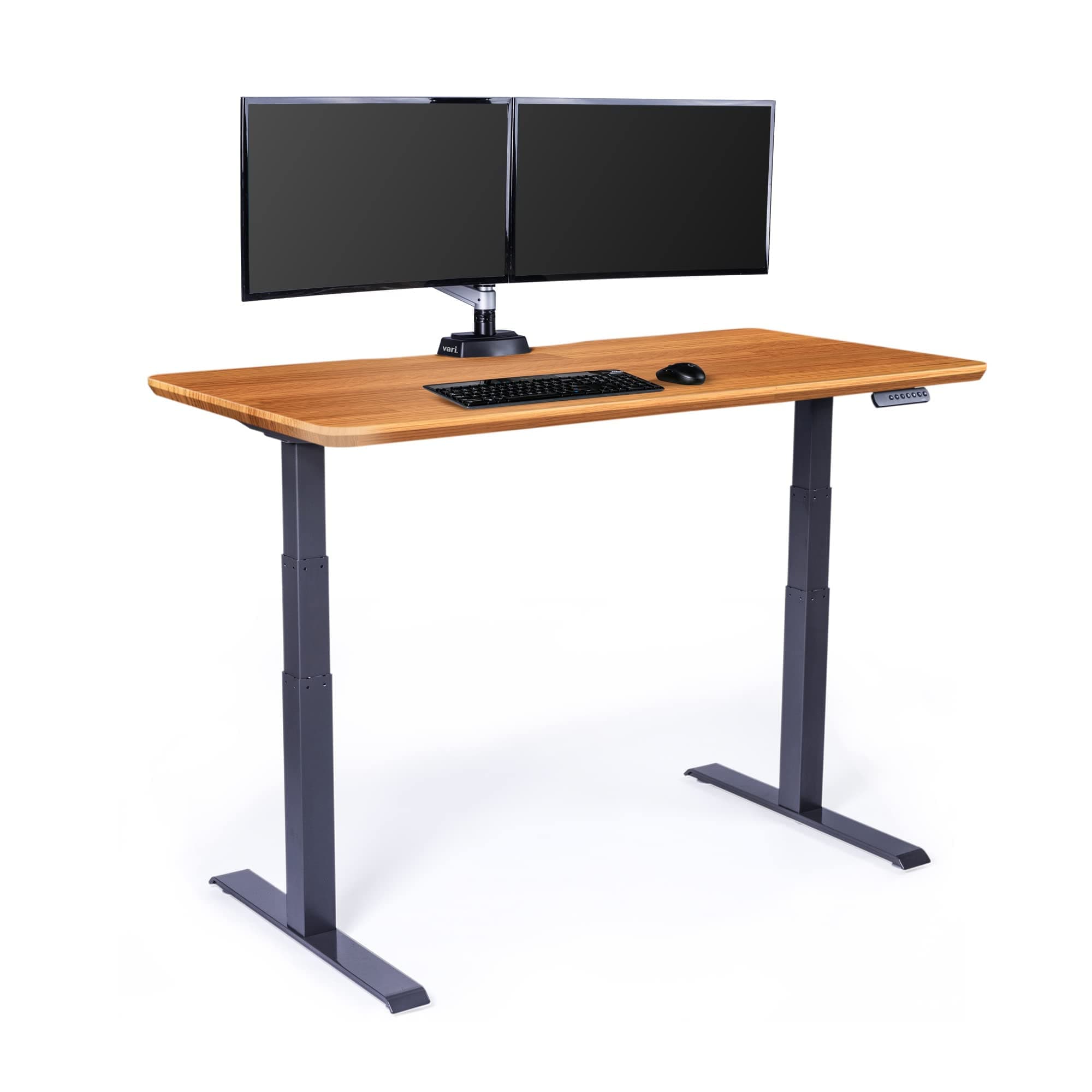 Vari Classic Electric Standing Desk - VariDesk Height Adjustable Sit/Stand Desk - Dual Motor with Memory Presets, Stable T-Style Legs - Gaming or Home Office Workstation - 60”x30”, Butcher Block