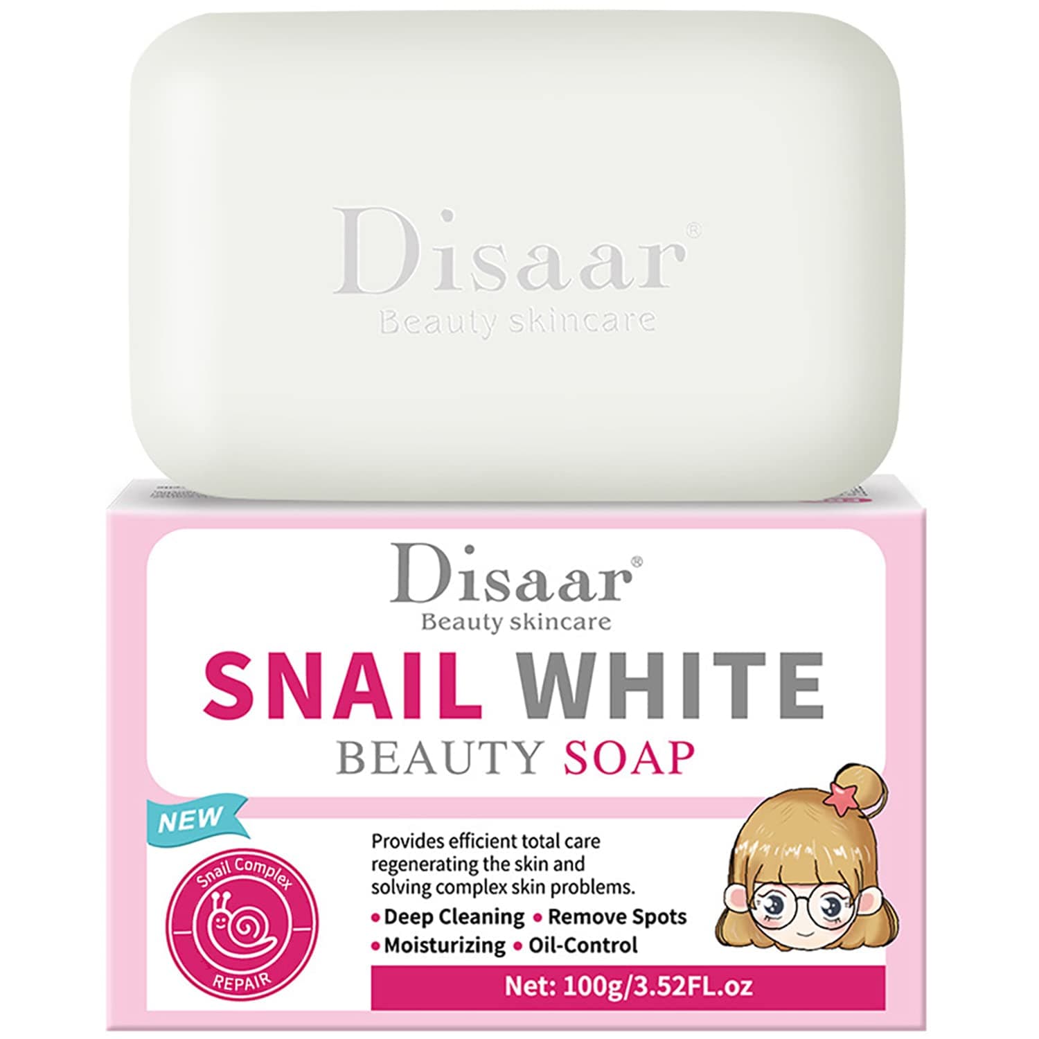 Snail Soap Deep Cleaning Remove Spots Moisturizing Oil-Control Cleanses Pores Repair Skin 100g/3.52fl.oz