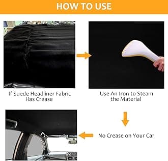 Suede Headliner Fabric with Foam Backing Material - Automotive/Home Micro-Suede Headliner Flame Retardant Fabric for Car Replacement/Repair/DIY (Black 36 * 60 Inch)