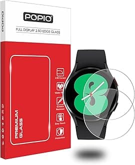 POPIO Tempered Glass Screen Protector for Samsung Galaxy Watch 4/5 / 6/7 / Samsung Galaxy Watch FE (40mm) (1.4" inch), Pack of 2