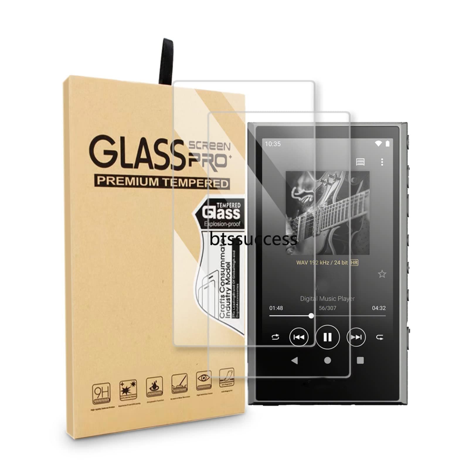 9H Scratch-Proof Premium Front LCD Screen Protector Guard Tempered Glass Protective Film for Sony Walkman NW-A300 Series NW-A306 NW-A307 (2pcs)