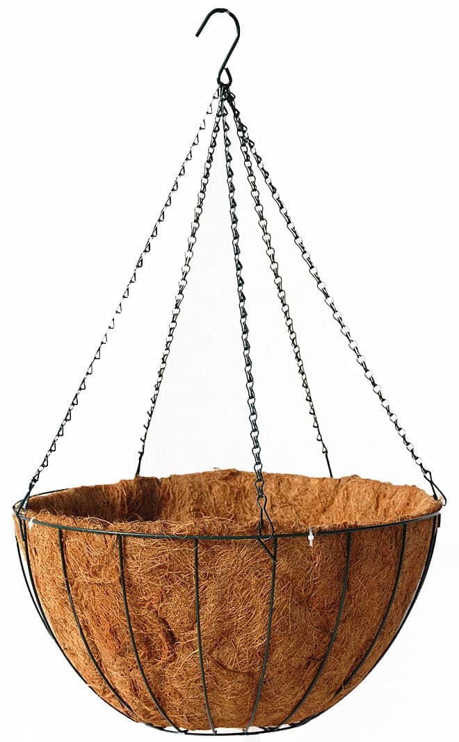 20" Classic Master Gardner Planter Green with Coco Moss Liner and 5-Strand Chain Hanger
