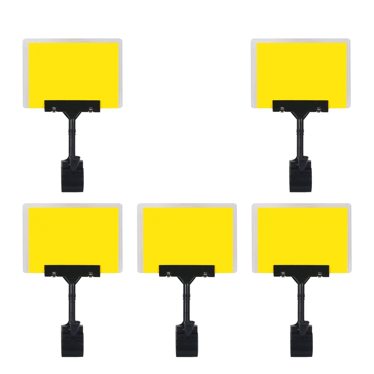 5 Pcs POP Adjustable Plastic Sign Holder,Clip-on Style Double Head Display Clips Rotating Reuse Sign Tag Merchandise Sign Display Clip Holder for Business、Store、Supermarket、Office、Exhibition