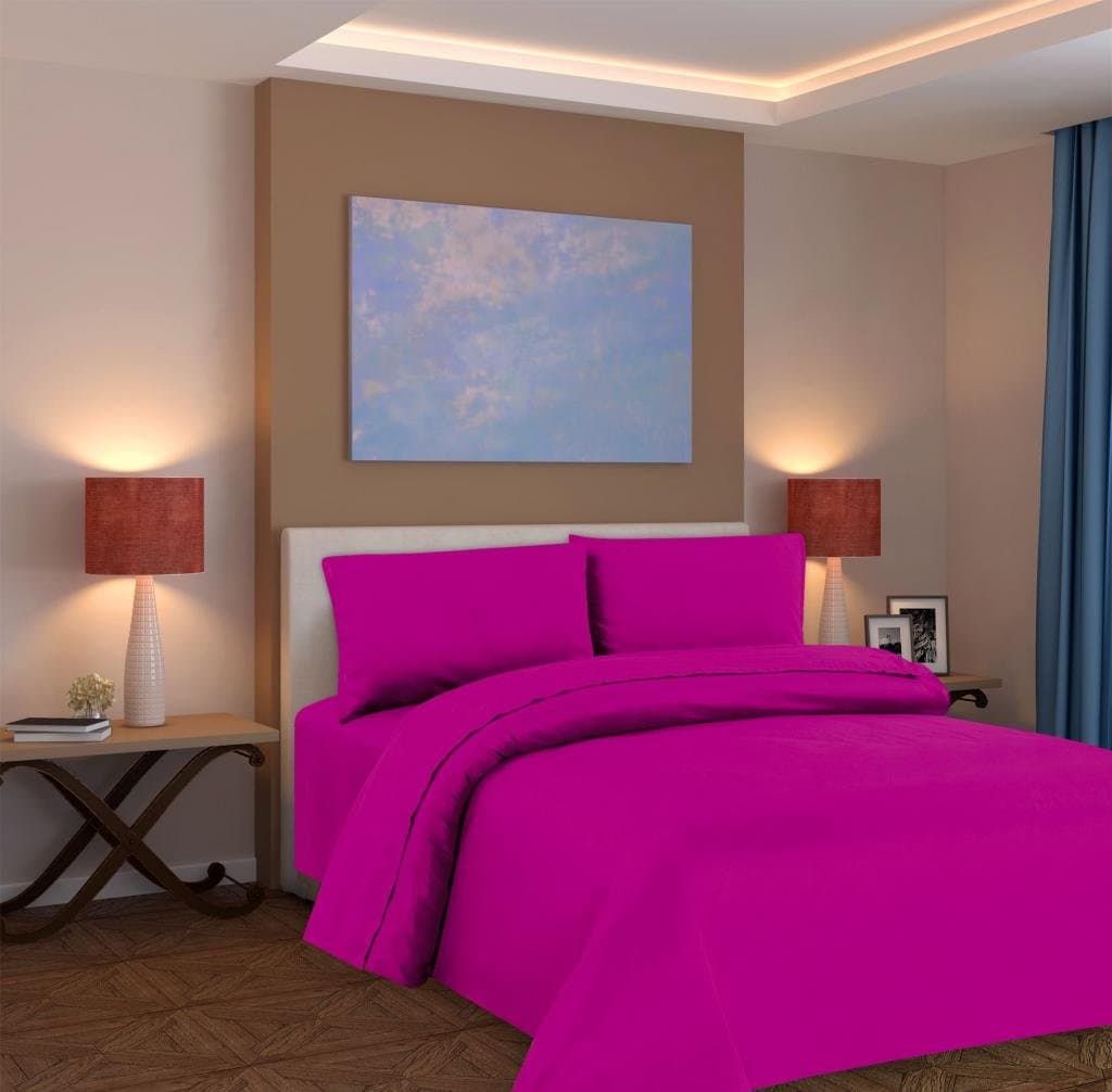 Hanna Davis Collection Affordable 4Pc Bed Sheet Set - Queen Size, Fuschia