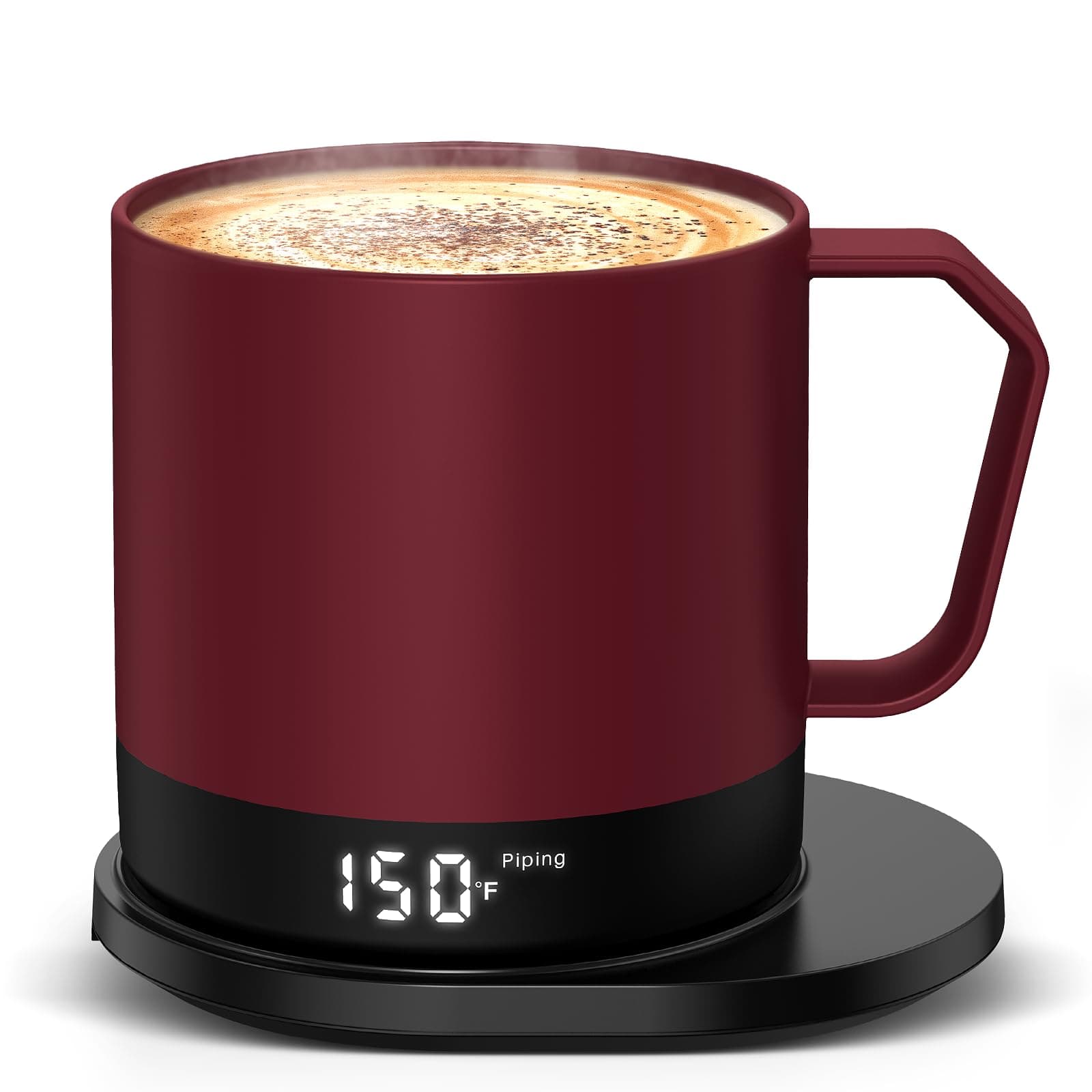 Self Heating Coffee Mug, 14 Oz Temperature Control Smart Mug, Double Sided & Real-Time LED Display, Fast Heating, Mug Warmer with 120 Min Battery Life, Birthday Gifts for Women and Men(Red)