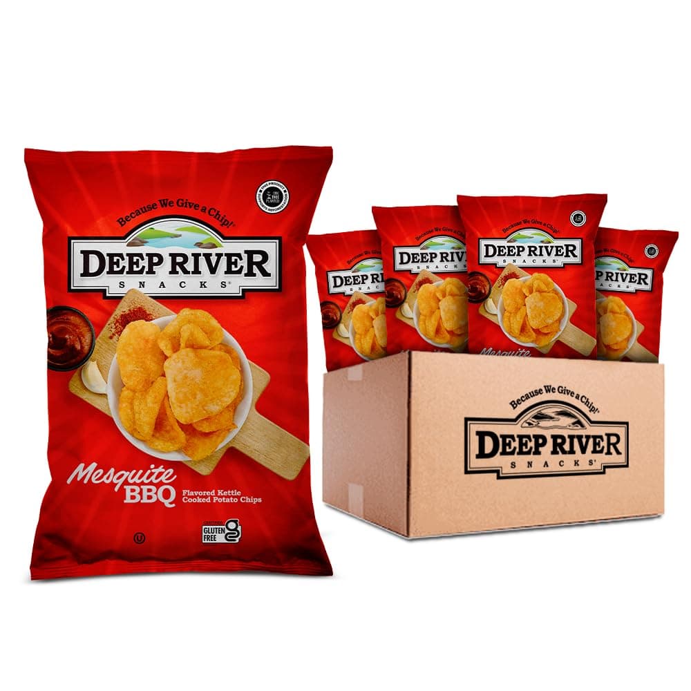 Deep River Snacks Mesquite BBQ Kettle Cooked Potato Chips, 2-Ounce (Pack of 24)