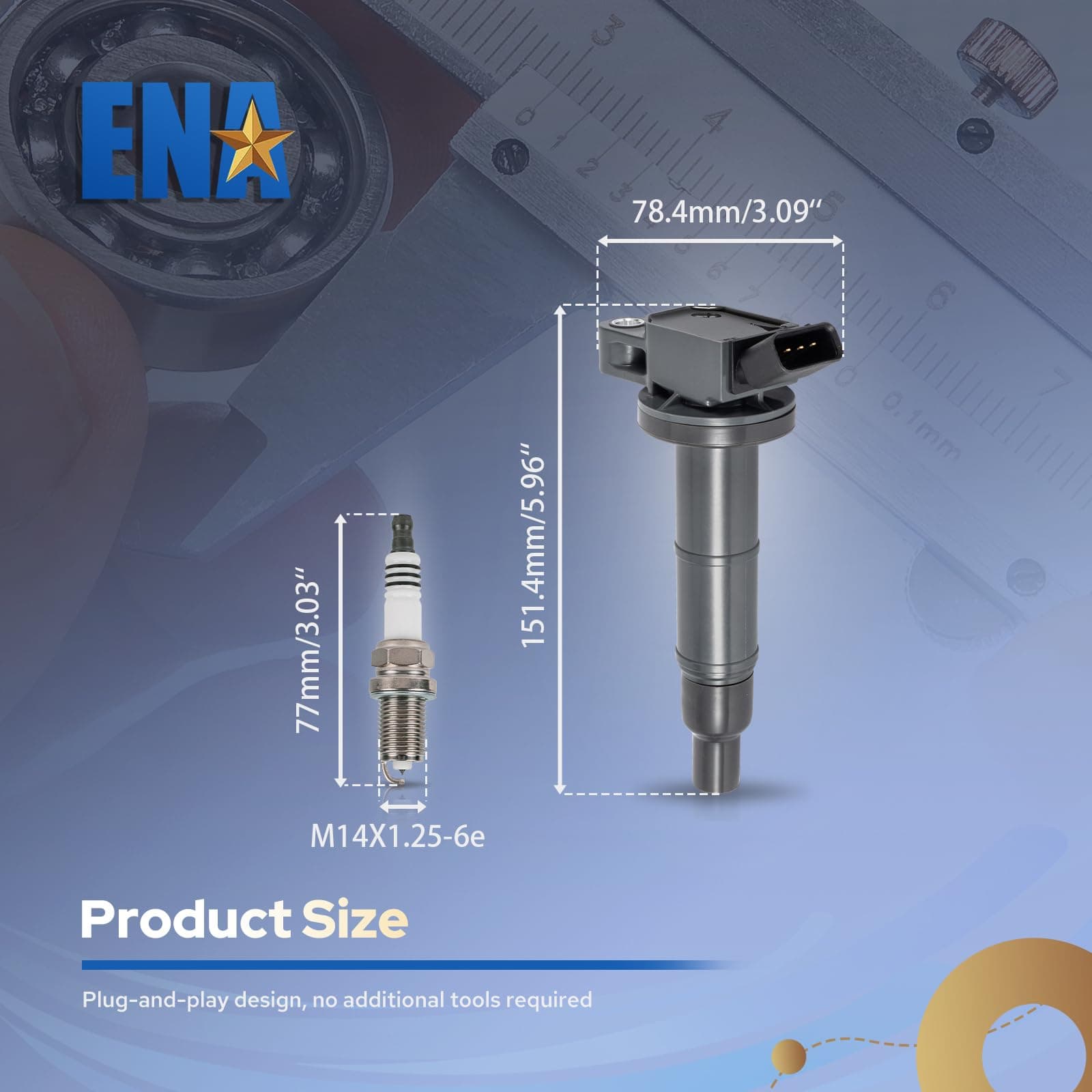 ENA Ignition Coil Pack and Platinum Spark Plug Set of 4 Compatible with Scion Toyota TC Camry Corolla Highlander 2.4L L4 Replacement for UF333 90919-02244 90919-02266 C1330