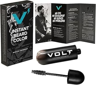 VOLT Grooming Instant Beard Color Single Pack - Quick Drying Plant Based Hypoallergenic Brush on Color for Beards, Mustaches, and Eyebrows - 0.35 Fl Oz (10 ml), Auburn (Red)
