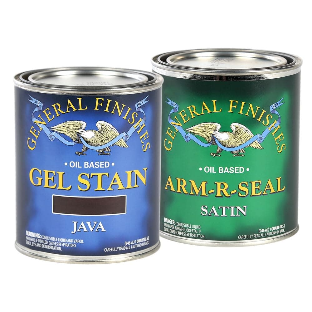 Gel Stain [Java] + Arm-R-Seal [Satin] Topcoat | Quarts | General Finishes | Premium Oil-Based Wood Finish Set