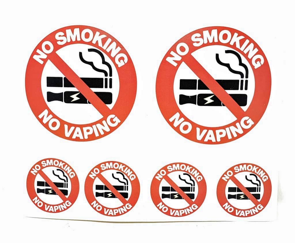 NO Smoking NO Vaping 2-4" and 4-2" Fabric Decal Sticker for Wall Mirror Auto