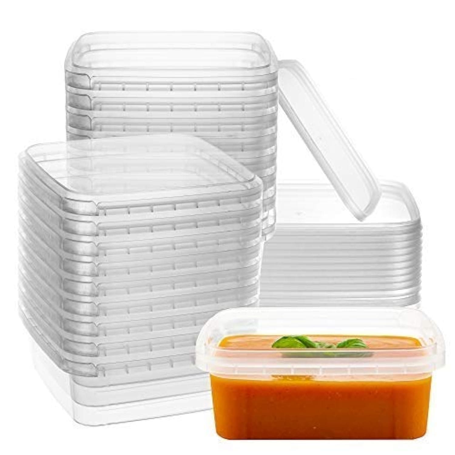 NYHI 8 oz Square Clear Deli Containers with Lids Stackable Tamper Proof BPA Free Food Storage Containers Recyclable Space Saver Airtight Container for Kitchen Storage Meal Prep Take Out 20 Pack