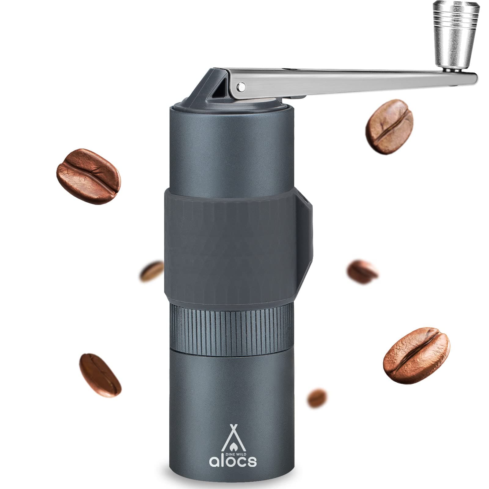 AlocsManual Coffee Grinder with Adjustable Setting, Hand Coffee Grinder with CNC Stainless Steel Conical Burr, Portable Manual Coffee Bean Grinder for Home, Office and Camping
