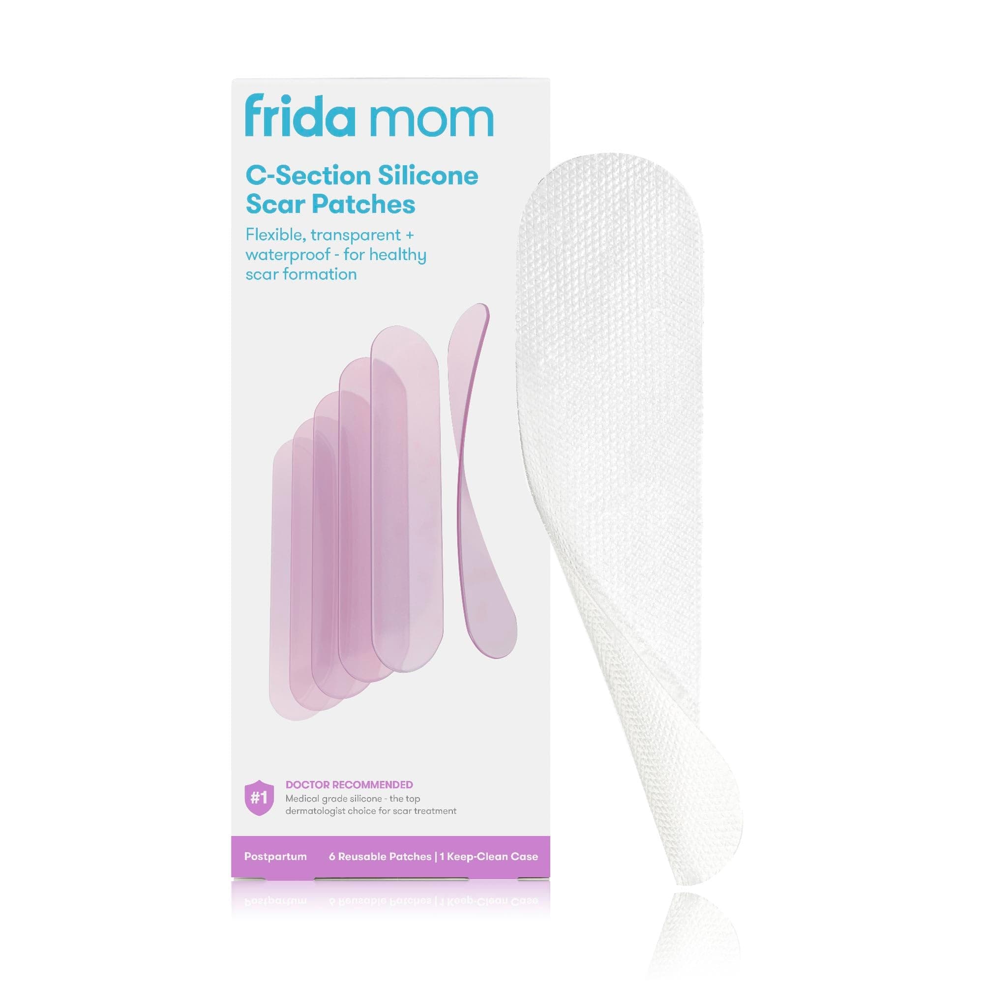 Frida Mom C-Section Silicone Strips, C-Section Recovery Must Have Scar Patches, Reusable Medical Grade Treatment for Keloid Scars, Includes Case Pouch.