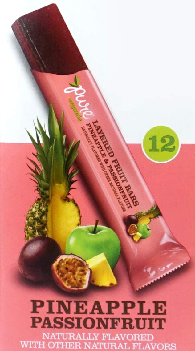 Pure Organic Layered Fruit Bars - 12 Bars (Pineapple Passionfruit, 1 Pack)