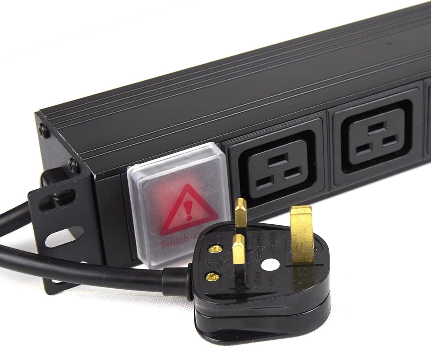 DKURVE PDU C19 6-Way IEC Sockets (UK Plug) Horizontal Power Distribution Unit 2-Meter Cable Heavy-Duty 13A