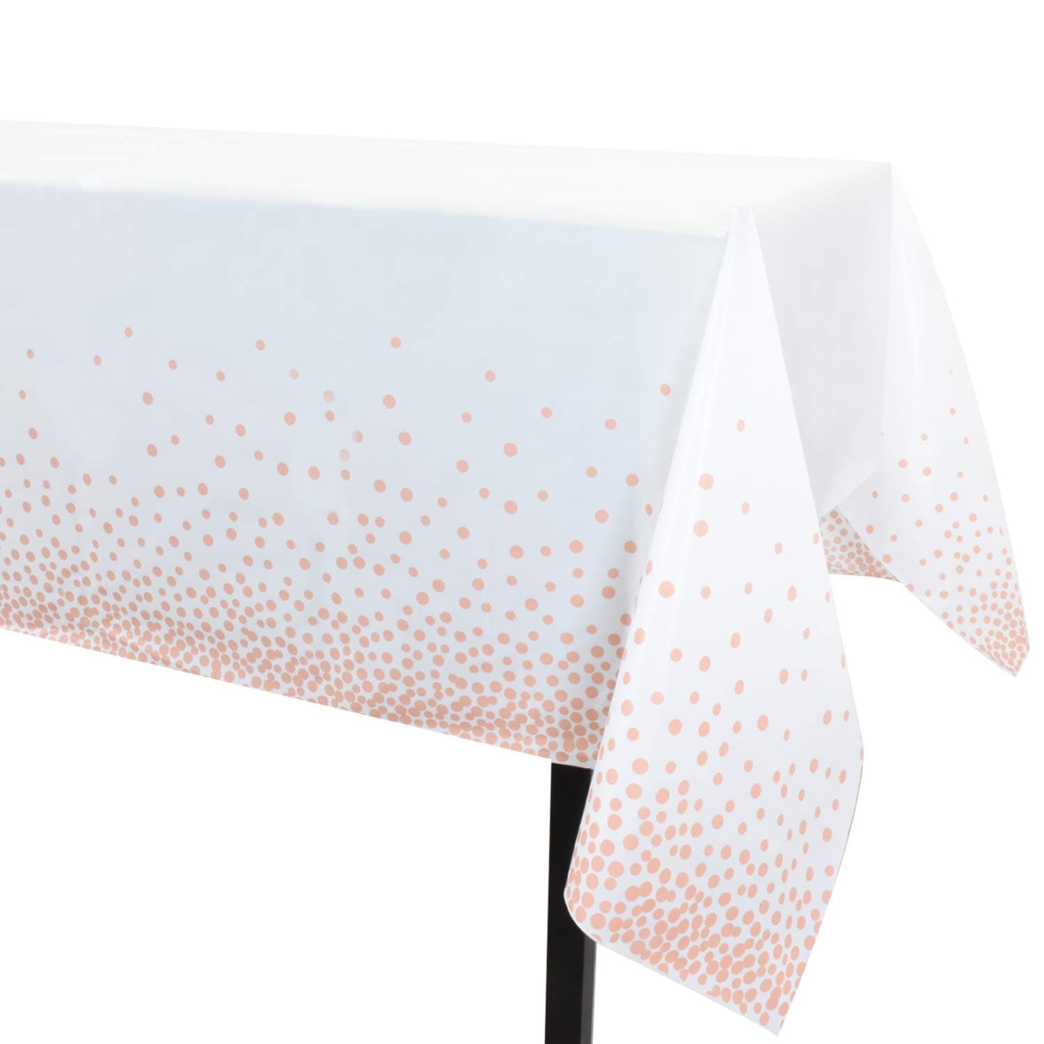 1 Pack Premium Plastic Rose Gold Dot Tablecloth 54 Inch x 108 Inch Rectangle Table Cover by OUGOLD