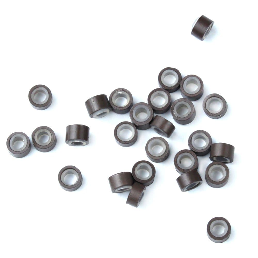 niceeshop Brown 5mm Silicone Lined Micro Rings Links Beads Linkies For I Tip Hair Extensions