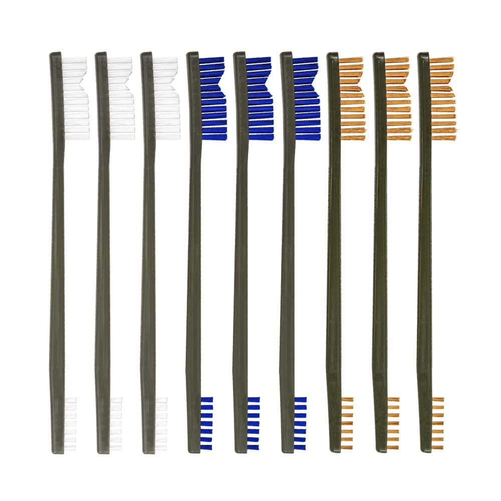 All Purpose Gun Cleaning Brush 9 Pack (3 Nylon/3 Bronze/3 Blue Nylon)
