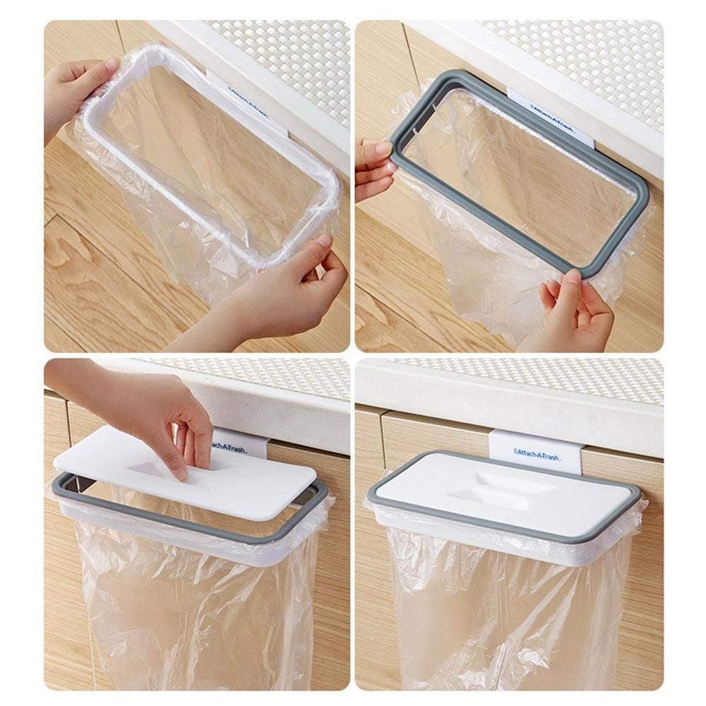 Other WHD1271-SRK Edencomer Attach A Trash Cupboard Door Back Trash Rack Storage Garbage Bag Holder Hanging Kitchen Cabinet Hanging Trash Rack kitchen Tools