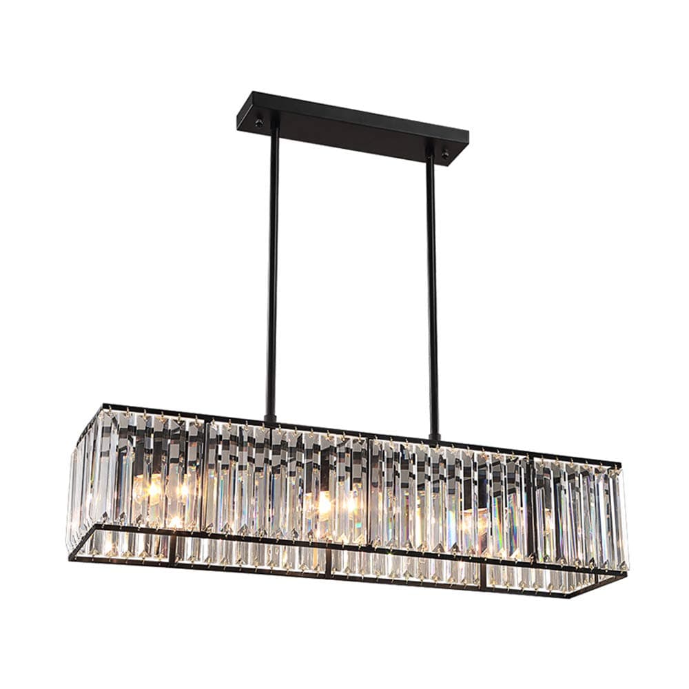 Raindrop k9 Crystal Chandelier Modern Ceiling Lights Fixtures Rectangular Crystals Pendant Island Lighting Track Lighting Bedroom Dining Room Living Room Kitchen Island(Black)
