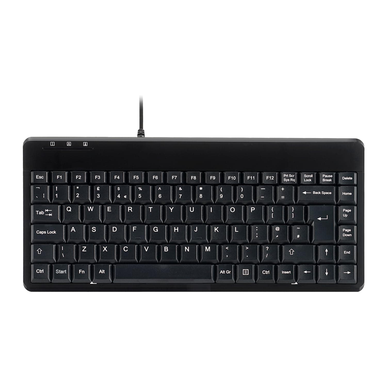 PERIBOARD-409H Wired USB Mini Keyboard with 2 USB Hubs, Black, UK QWERTY