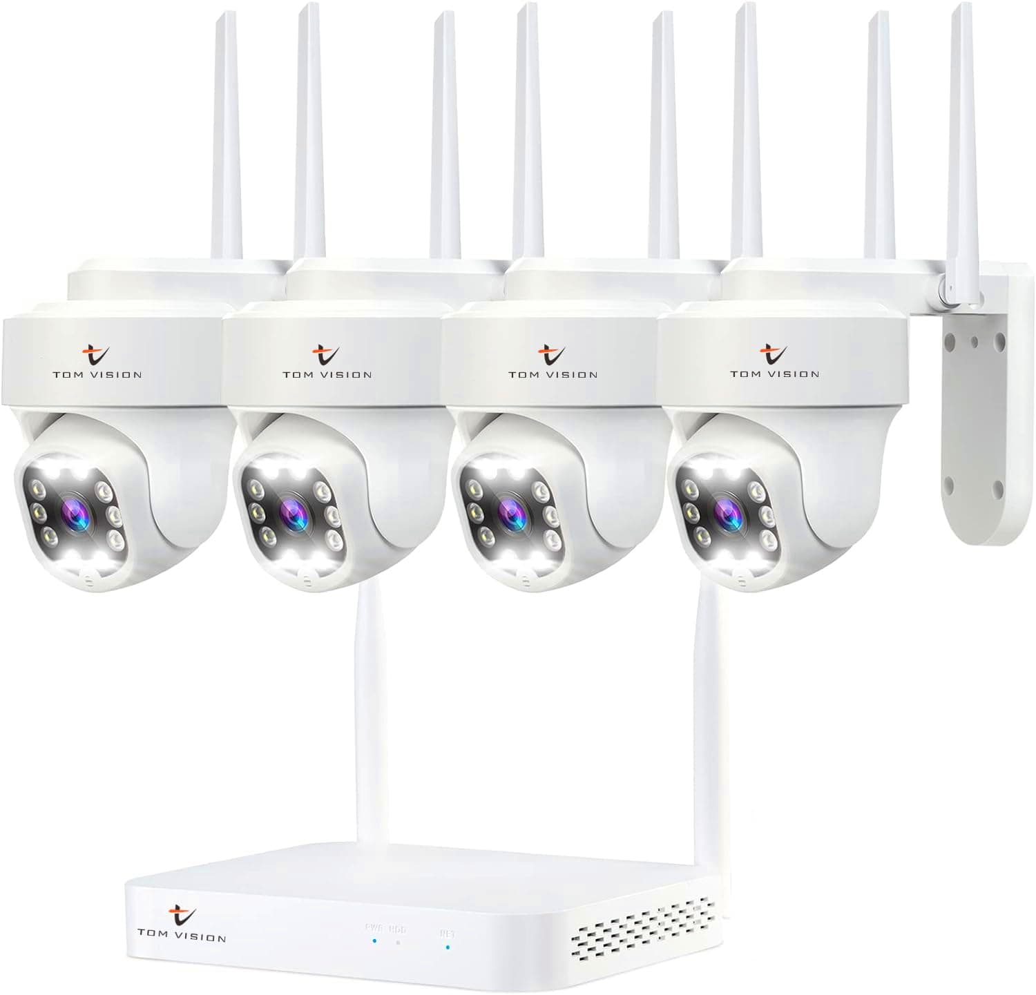 10 Channel Wireless Security PTZ Camera System with 4pcs Ultra 5MP WIFI Outdoor Security Camera with 355°View, auto Tracking, Human Detection, Spotlight 10CH NVR (Without HDD)