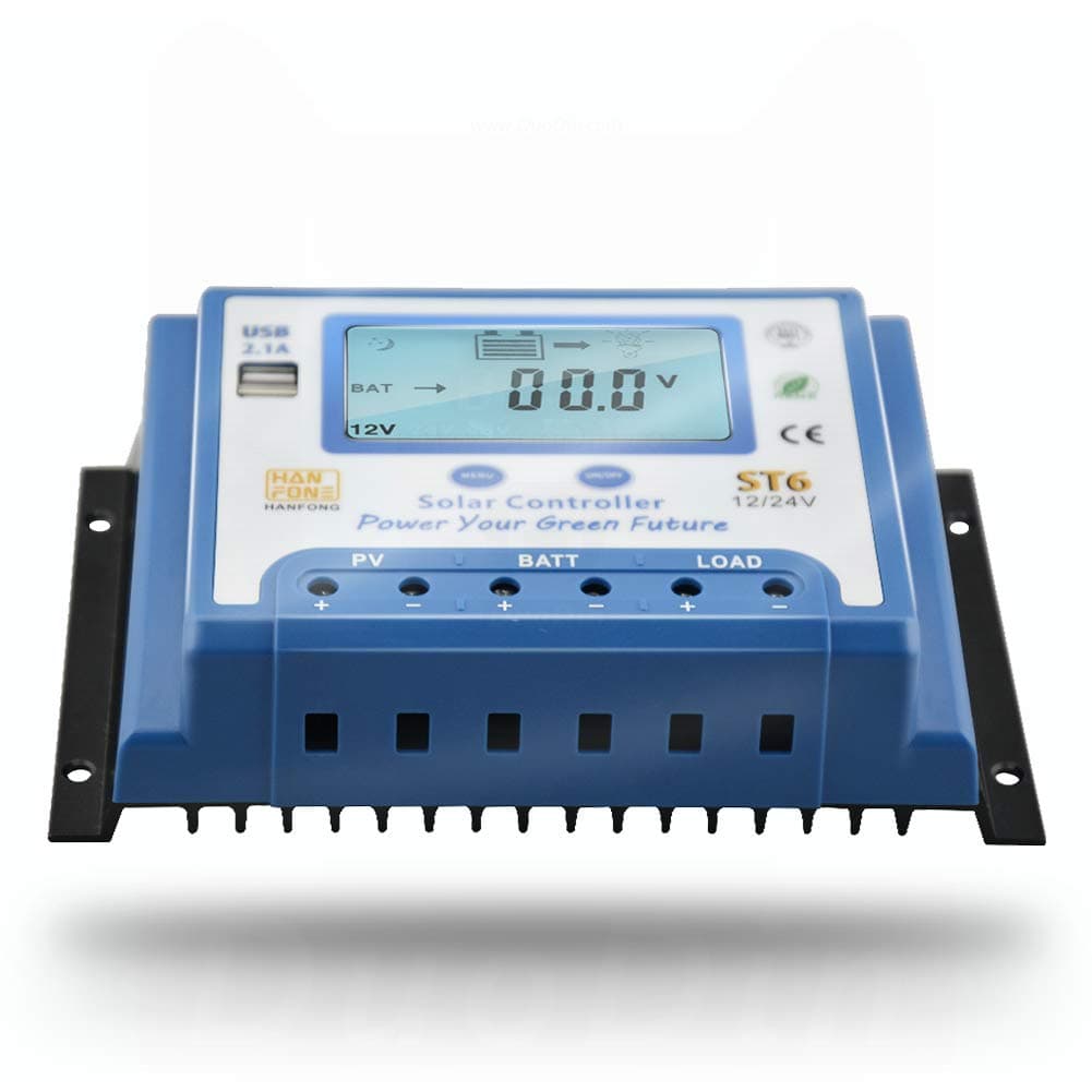 Anancooler Solar Charge Controller 40 amp 12V 24V with Dual 5V USB Output Backlight LCD Display Solar Panel Charger Regulator Multi Circuit Protection Off Grid System