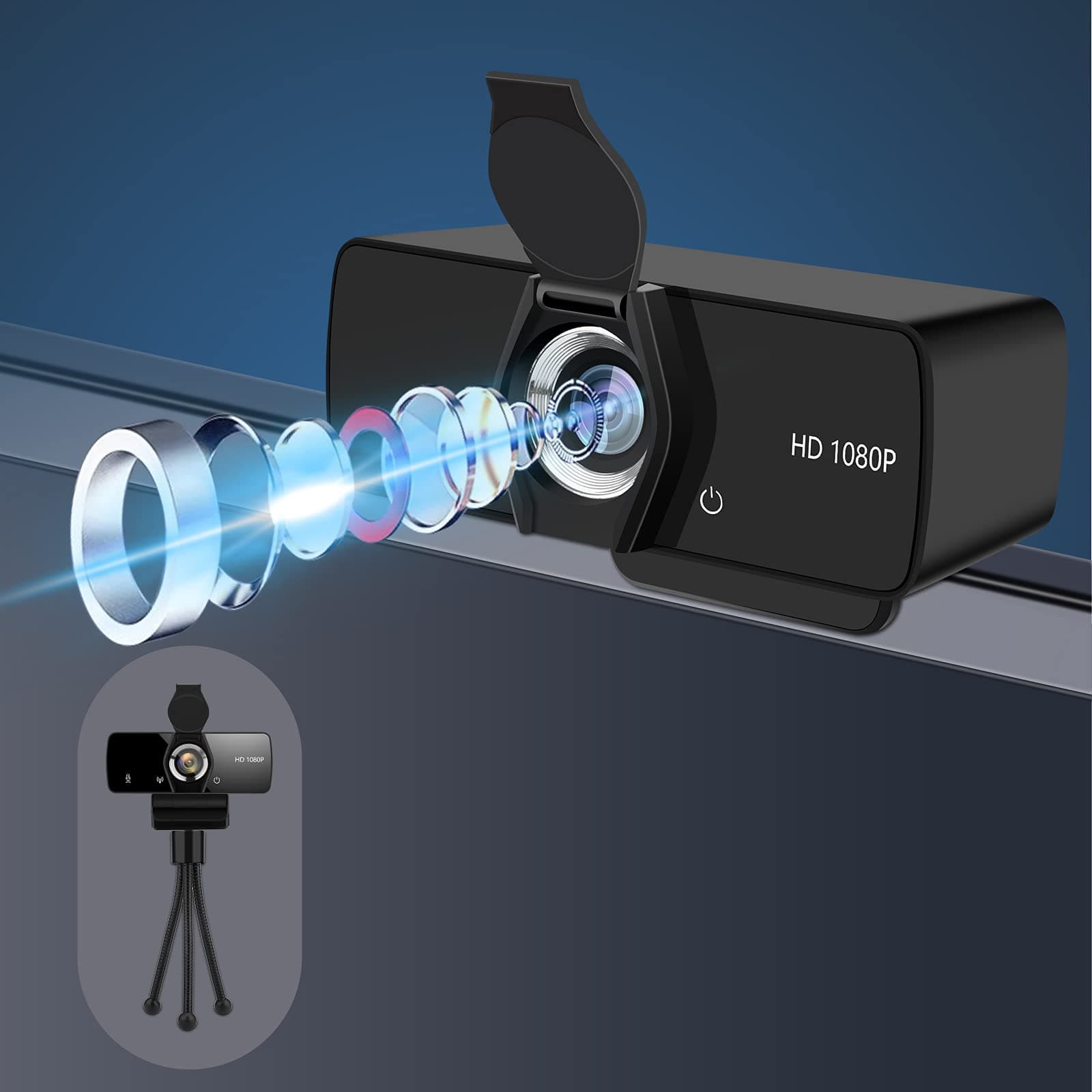 Webcam with Microphone,Steaming Web Camera 1080p HD USB Computer Cameras for Steaming/Recording/Gaming/Conferenceing/Calling/Teaching,Laptop/Desktop Mac