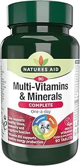 Natures Aid Multi-Vitamins and Minerals Complete | 90 Tablets | One-a-Day A-Z | Zinc Supports Cognitive Function, Healthy Bones, Immunity, and Vitamin B12 Supports Healthy Energy Production