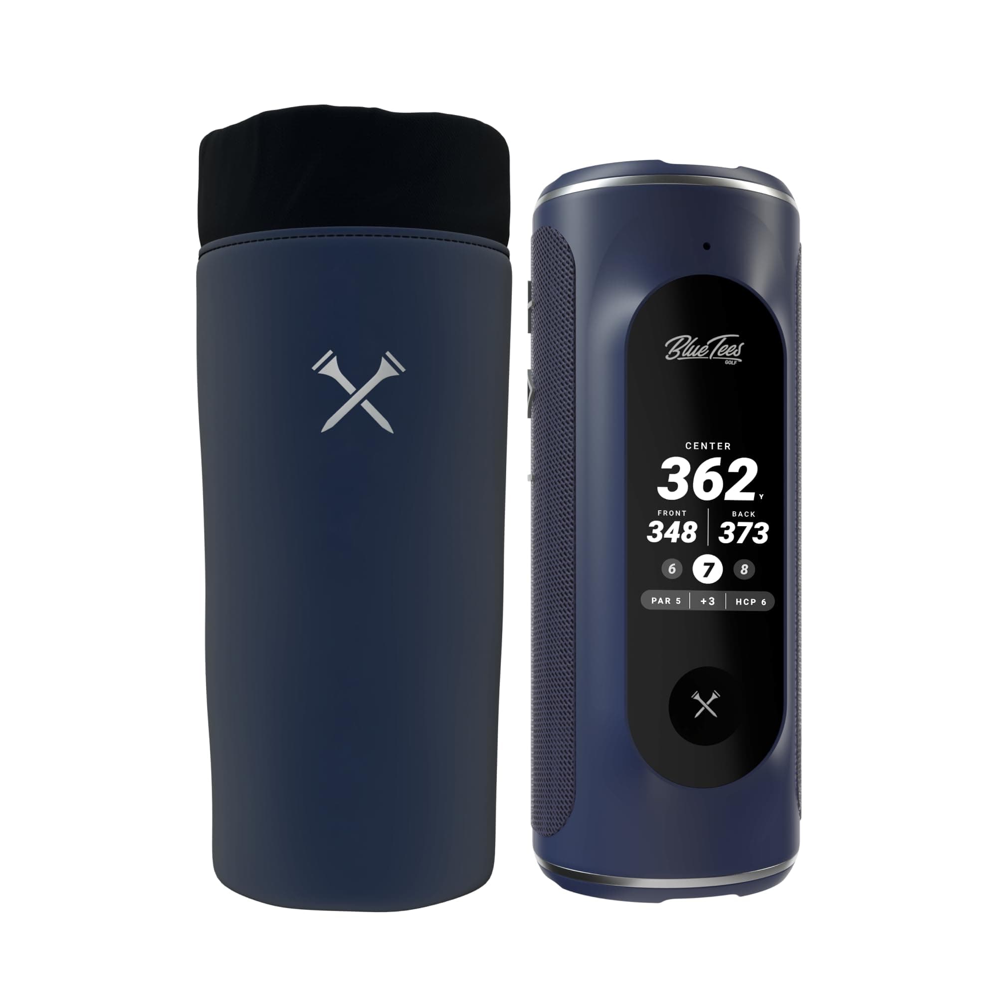 Blue Tees Golf GPS Case Compatible with Player+ GPS Speaker - Soft Carrying Protective Case with Drawstring Closure & Metal Cord Lock, Equipped with Carabiner Clip (Case Only) (Navy)