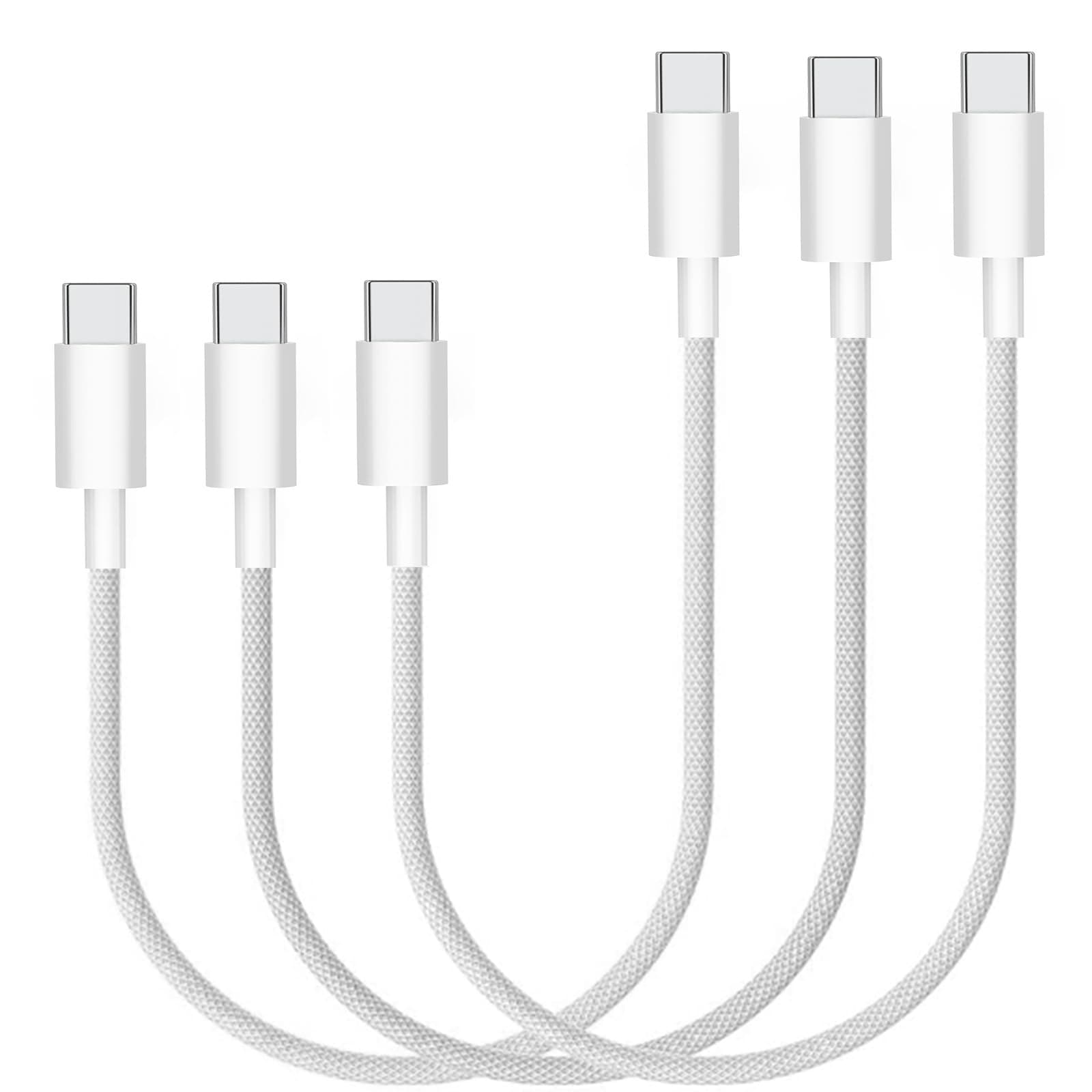 Short iPhone 17 Charger Cable, Apple MFi Certified iPhone Type C 60W Fast Charging Cable (1FT, 3Pack), Nylon Braided 60W USBC to USBC Fast Charging for iPhone 17/16/15/iPad Pro/Air/MacBook/Airpods