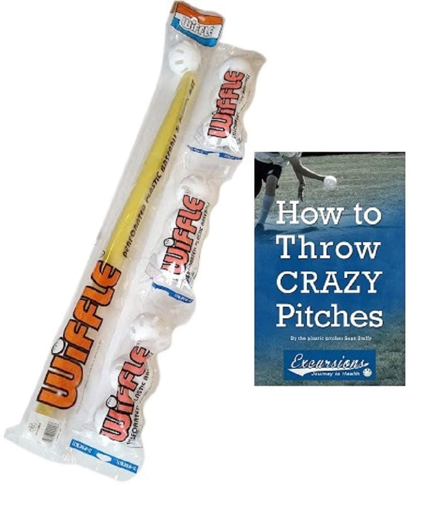 WIFFLE Ball and Bat Set Combo with Pitching Guide - 10 Balls 1 Bat and How to Pitch Pamphlet