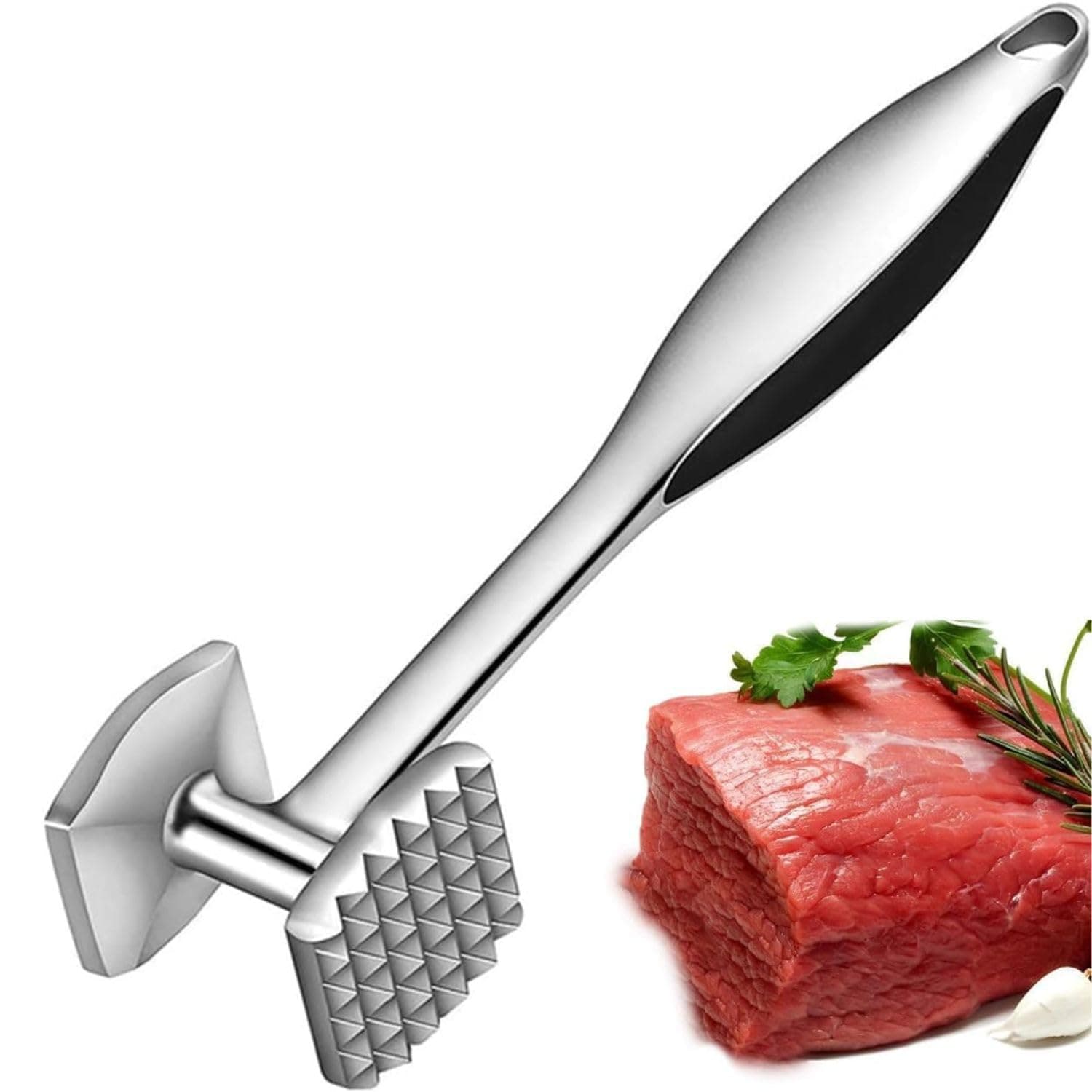 BENCI Meat Tenderizer Hammer 9 Inch Mallet Tool Pounder for Tenderizing Poultry and Steak Beef. with Rubber Comfort Grip Handle, Double- Side Meat Hammer