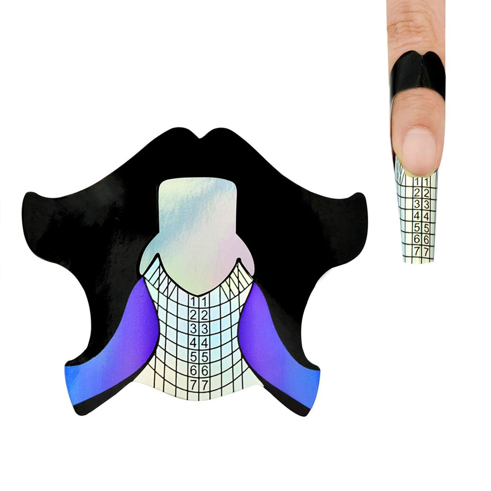 100pcs Nail Form Sticky Nail Forms for Builder Gel Reusable Sturdy Nail Extension Forms Nail Forms for Acrylic Nails Builder Gel Nail Forms, Self-Adhesive Paper Nail Forms Molds Builder NTF050-100pc