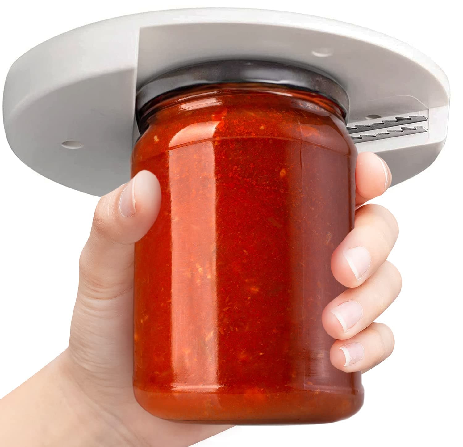 Jar Opener for Weak Hands -Single Hand Under Cabinet Lid and Bottle Opener Gripper Mason Jar Opener for Seniors with Arthritis Easy to Use