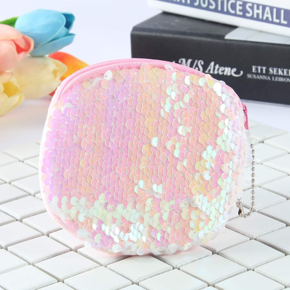 1 piece beautiful creative purse pineapple, strawberry plush sequins, assorted colours wallet student gift women girls coin bag 10 x 10 cm Pink