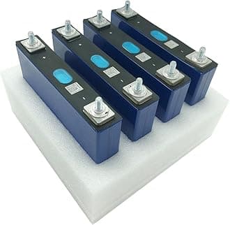 LiFePO4 Cells 3.2V 32Ah 4pcs Battery Rechargeable Lithium Iron Phosphate,Max.Continuous Discharge/Charge 32A, Support Multiple Series or Parallel DIY Battery Pack with busbars and Nuts