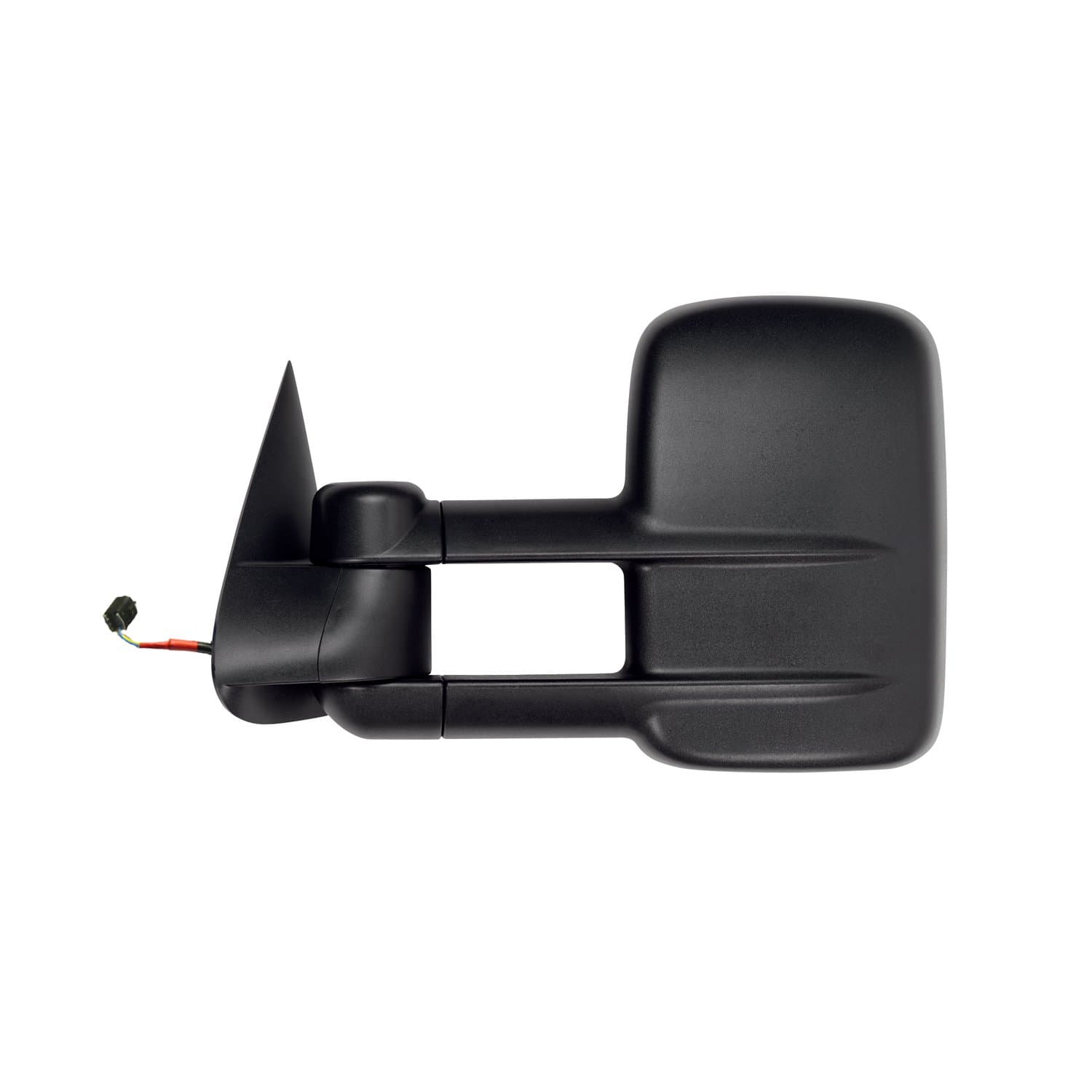 K Source Driver Side Extendable Towing Mirror For 1999-2002 Escalade, Avalanche, Silverado/Sierra Pick-Up Full Size, Suburban, Tahoe, Yukon. Textured Black, Heated Power, Dual Lens, Foldaway