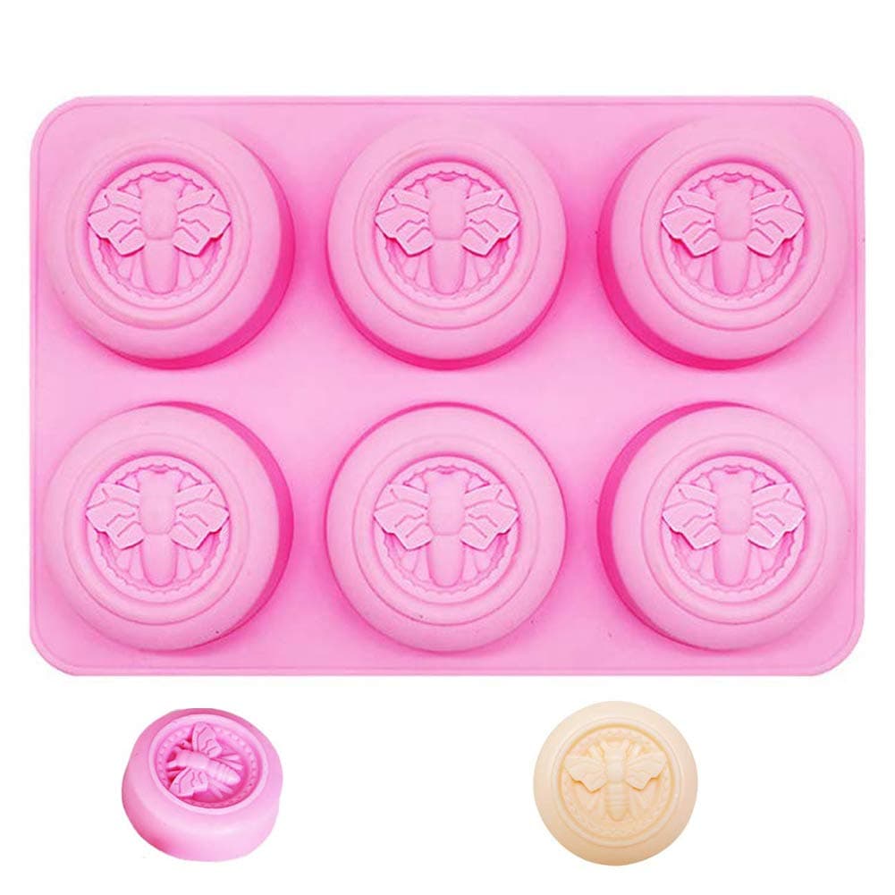 2pcs 3D Round Bee Silicone Molds for Soaps, Circle Honeycomb Molds for Cake Baking Homemade Craft