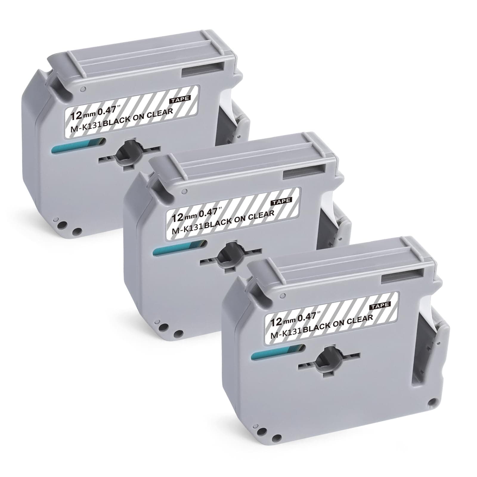 P Touch M Tape Black on Clear Replace with Brother M Tape Clear P Touch PT-M95 PT-65 PT-70BM PTM95 M131 M-131 M-K131s Label Tape for Brother PT-45 PT-70 PT-90 Label Maker, 3-Pack