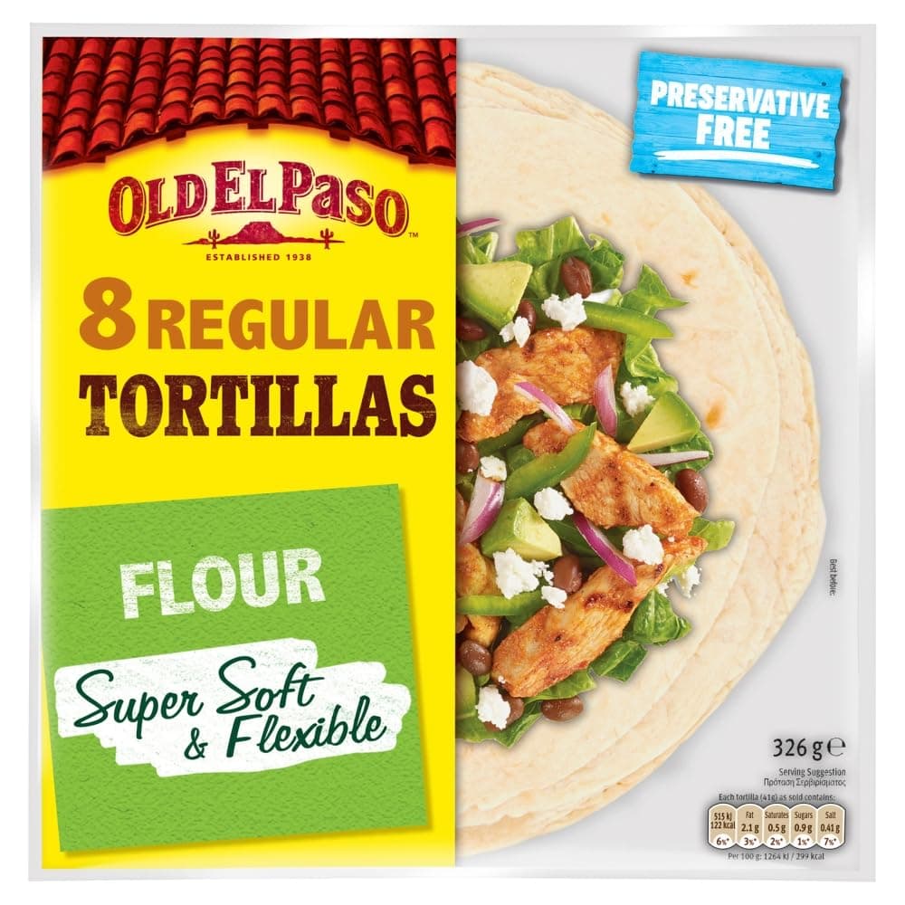 Old El Paso Regular Flour Tortillas, Super Soft, Pack of 8