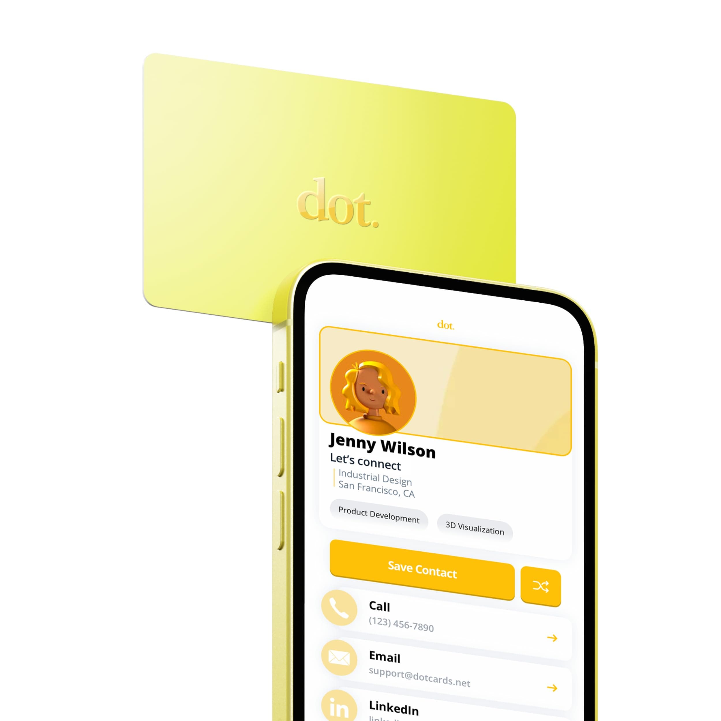 dot. Card - Digital Business Card - Tap to Share - iPhone & Android (Yellow)