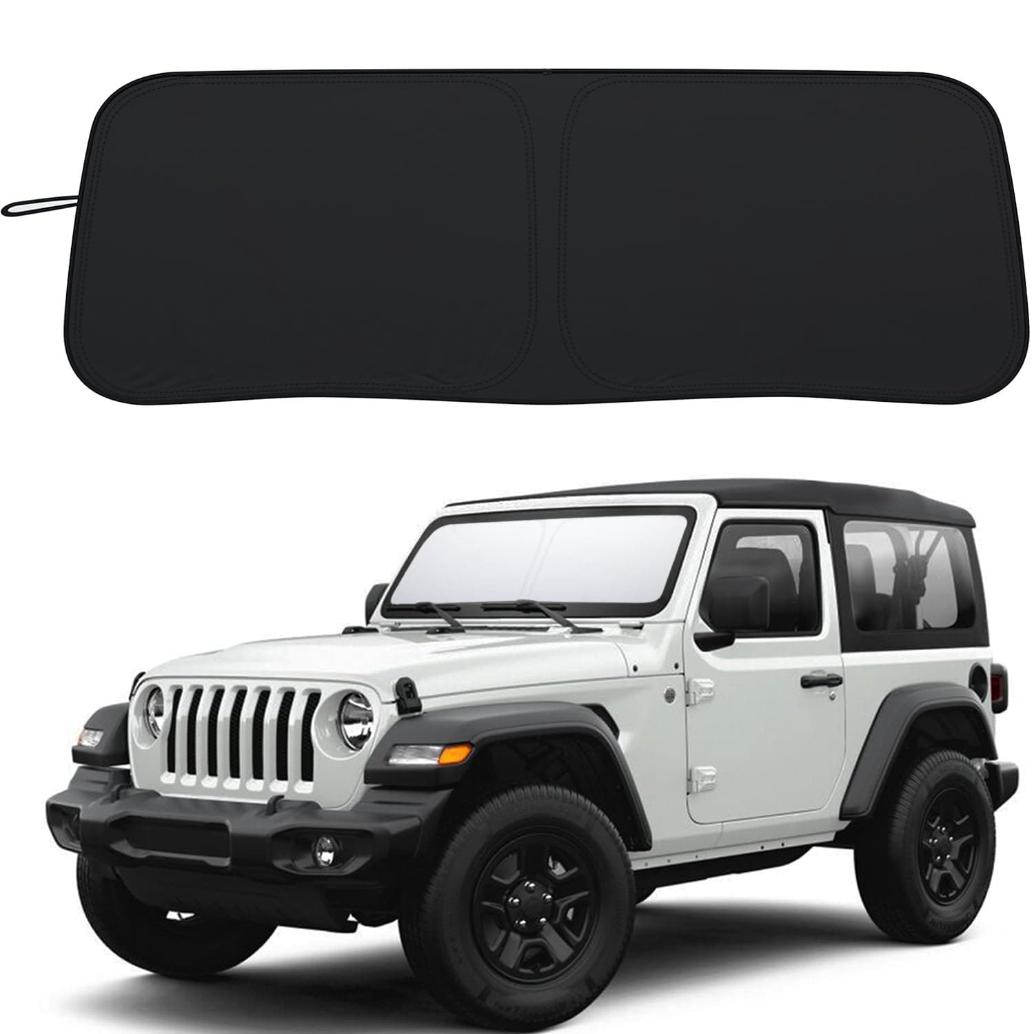 PIMCAR Car Windshield Sunshade Front Window Shade Sun Visor with Storage Pouch Compatible with 2018-2024 Wrangler JL JLU & 2020-2024 Gladiator