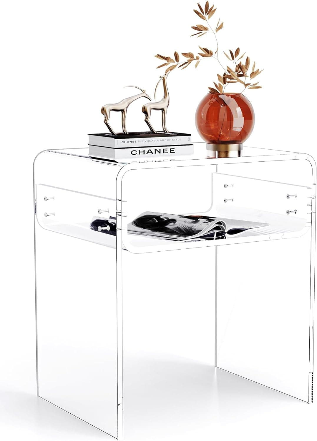 Acrylic Side Table, Bedside table Nightstand, Transparent Acrylic Tables (Clear)