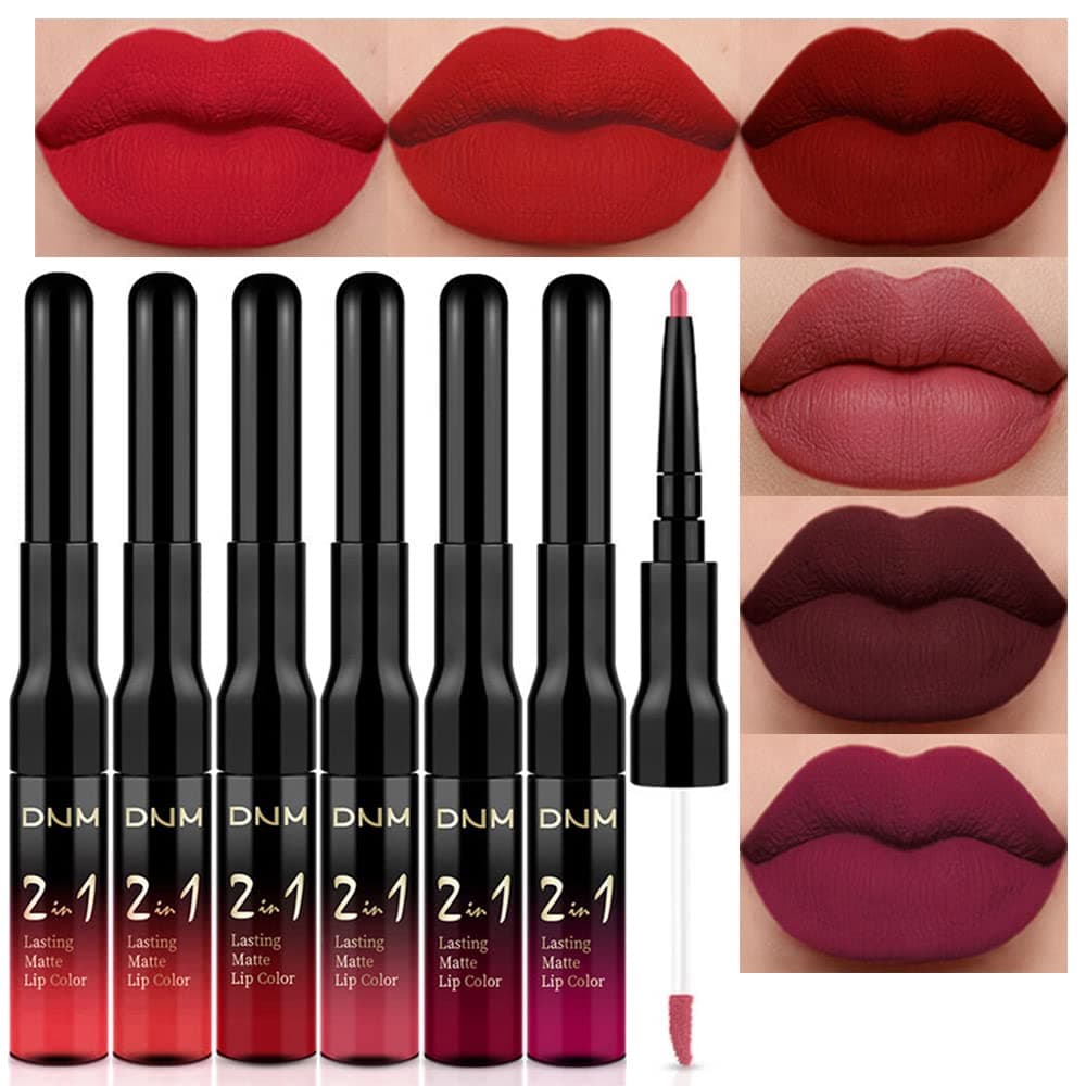 6Pcs Matte Lip Liner and Liquid Lipstick Set