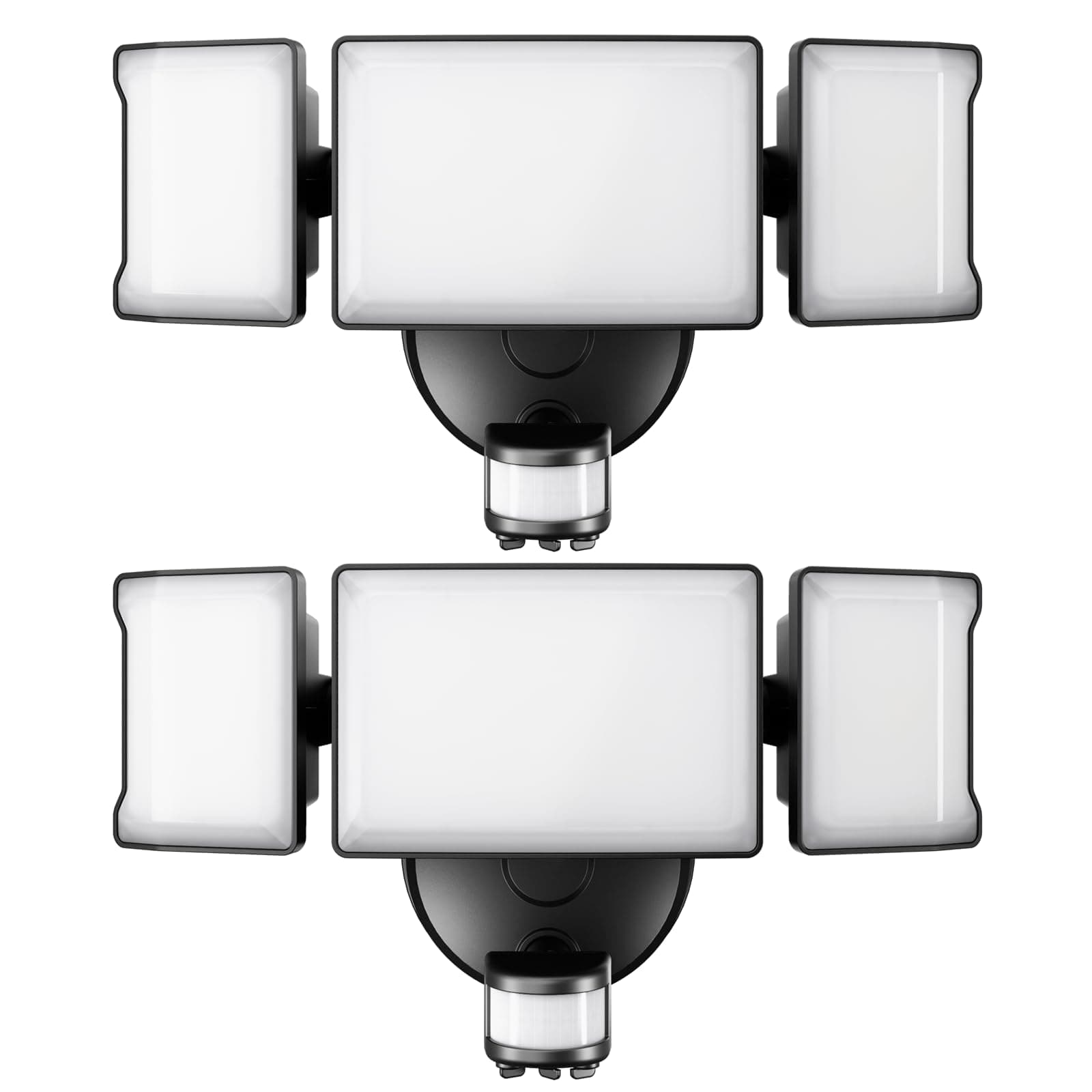 Olafus - 65W Motion Sensor Outdoor Light, 2 Pack 6000LM LED Security Light, 6500K Outdoor Motion Flood Light with 3 Adjustable Heads, for Garage
