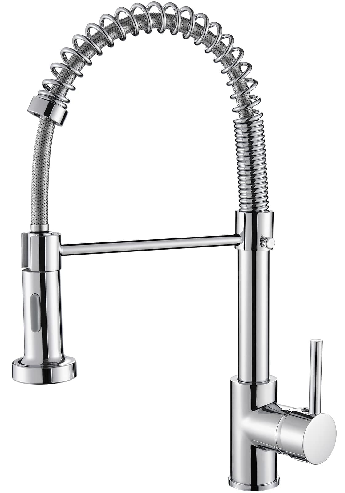 Kitchen Sink Mixer Tap, Spring Faucet with Pull Down Sprayer, 2 Spray Modes High Arc Single Handle Lever Kitchen Tap (Chrome)