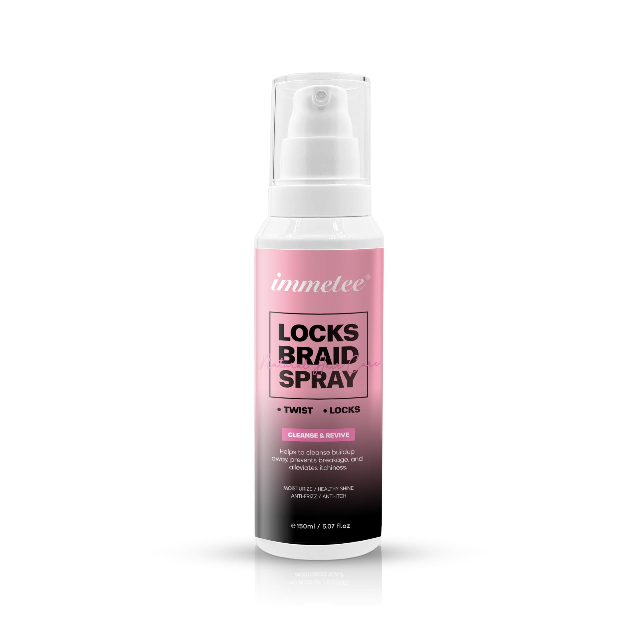 immeteeLocks Braid Spray, Hair Spray for Braids, Locks, Twists and Cornrows, Refresh Itchy & Dry Scalp, Moisturizes High Shine for Dull Hair. 150ml/5.07fl.oz