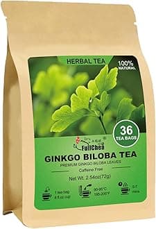 FullChea - Ginkgo Biloba Tea Bags, 36 Teabags - Premium Dried Ginkgo Biloba Leaves - Non-GMO - Caffeine-free - Support Memory & Focus