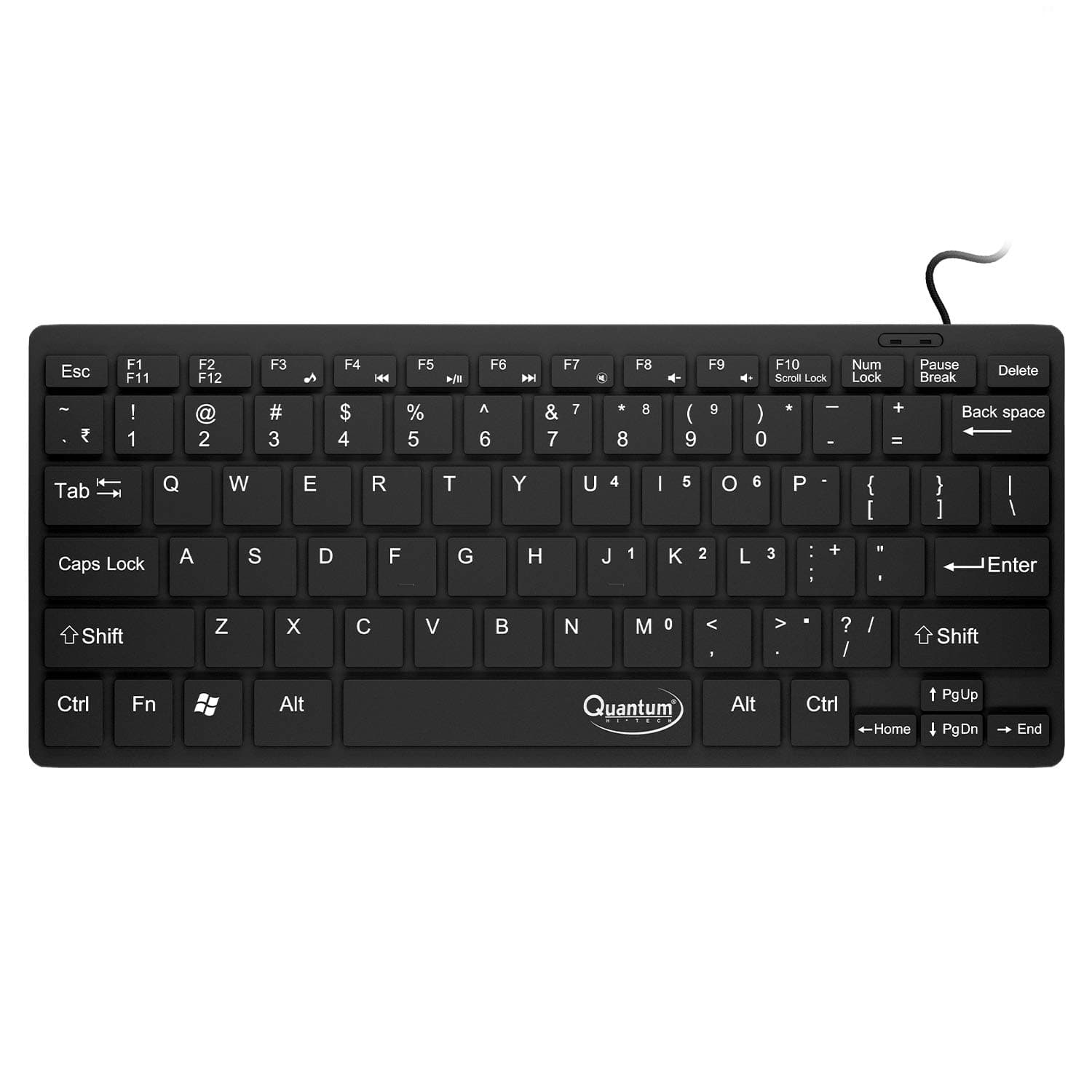 Quantum QHM7307 Mini Spill-Resistant USB Wired Slim Keyboard with Chocolate Keys Having 10 Million keystrokes for Laptop/Desktop (Black)